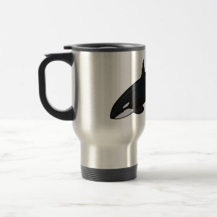 Killer whale cartoon illustration travel mug