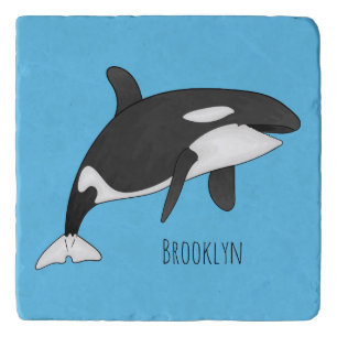 Killer whale cartoon illustration  trivet