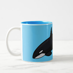 Killer whale cartoon illustration Two-Tone coffee mug
