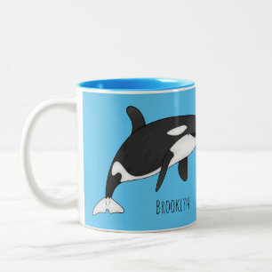 Killer whale cartoon illustration  Two-Tone coffee mug