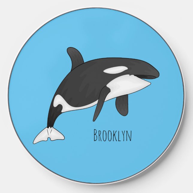 Killer whale cartoon illustration  wireless charger  (Front)