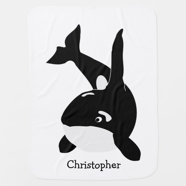 Killer Whale Design Just Add Name Baby Blanket (Front)