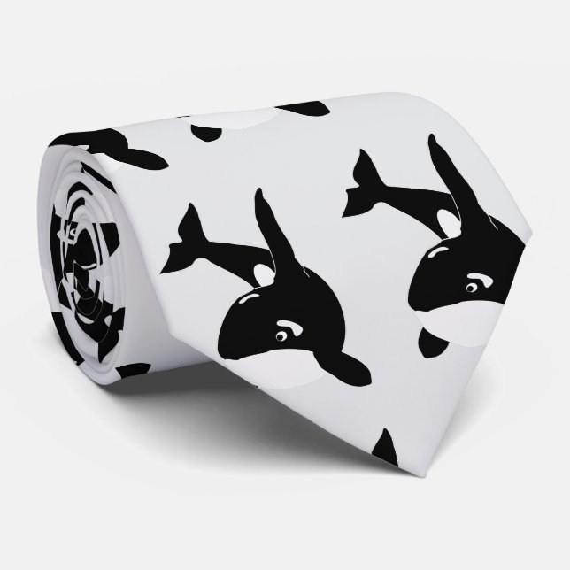 Killer Whale Design Neck Tie (Rolled)