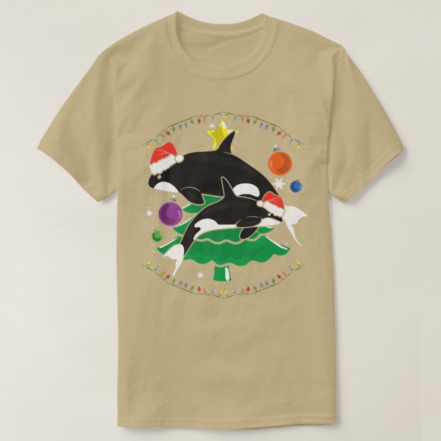 Killer Whale Family Christmas Tree Ornament  T-Shirt (Design Front)
