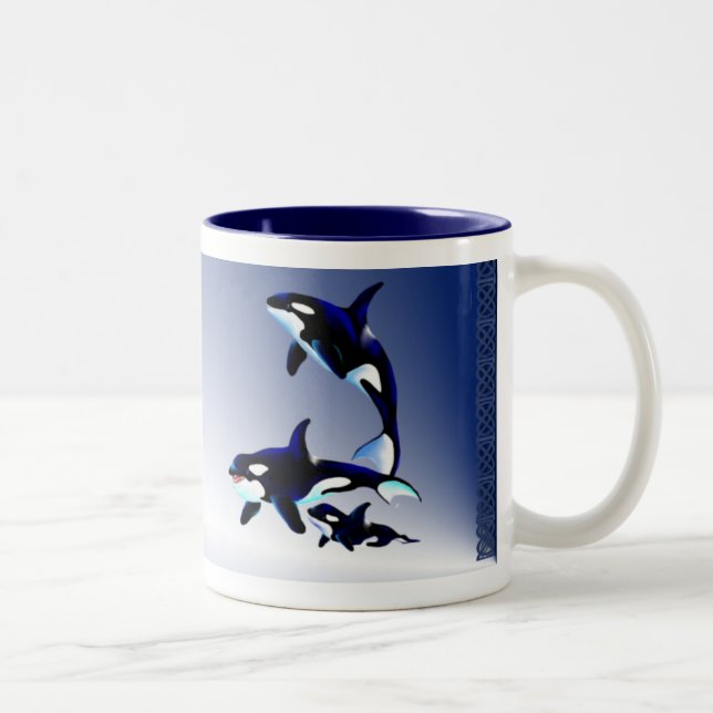 Killer Whale Family,_Mugs Two-Tone Coffee Mug (Right)