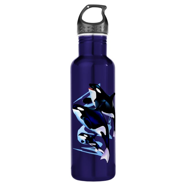Killer Whale Family Stainless Steel Water Bottle (Front)