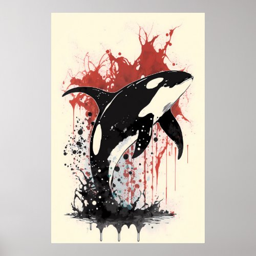 Killer Whale Ink Painting Poster
