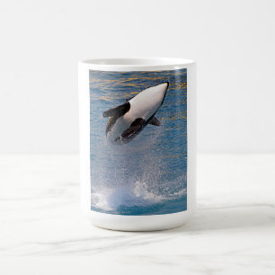 Killer whale jumping out of wate color morph mug