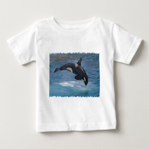 Killer whale jumping out of water baby T_Shirt