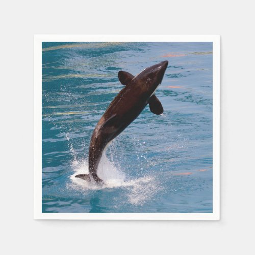 Killer whale jumping out of water napkins