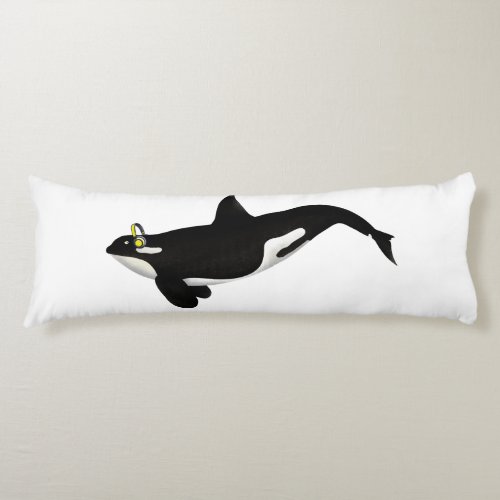Killer Whale Listening To music Yellow Headphones Body Pillow