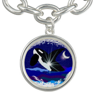 Killer Whale Moon Charm Bracelet