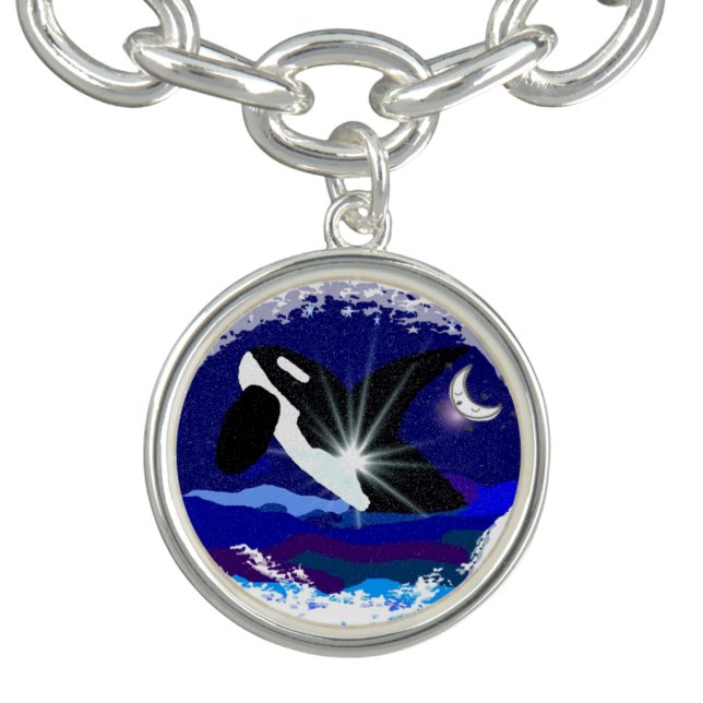 Killer Whale Moon Charm Bracelet (Design)