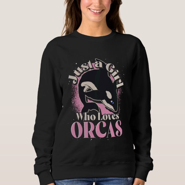 Killer Whale  Ocean Animal  Girls Women Orca Long  Sweatshirt (Front)