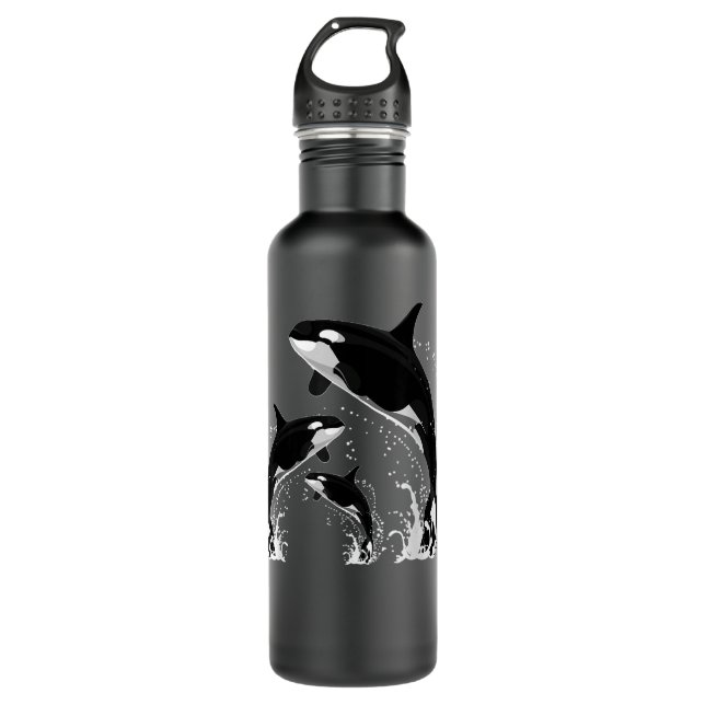 Killer Whale Ocean Animal Lover Orca Stainless Steel Water Bottle (Front)