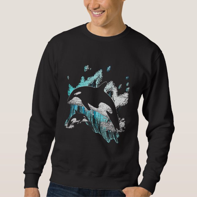 Killer Whale Ocean Swim Cool Animal Creature Orca Sweatshirt (Front)
