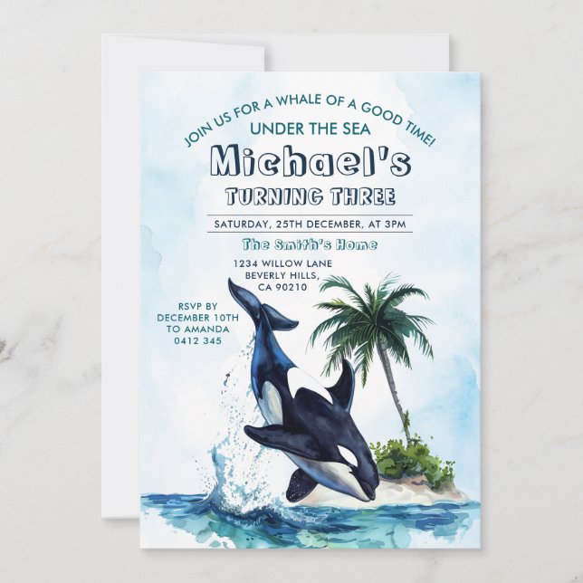  Killer Whale of a Good Time Ocean Sea Birthday Invitation (Front)