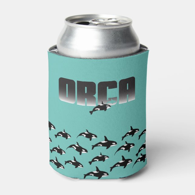 Killer Whale on Blue Can Cooler (Can Front)