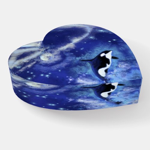 Killer Whale on Full Moon _ Art Drawing Paperweight
