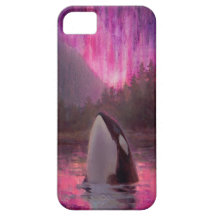 Killer Whale Orca and Northern Lights Phone Case
