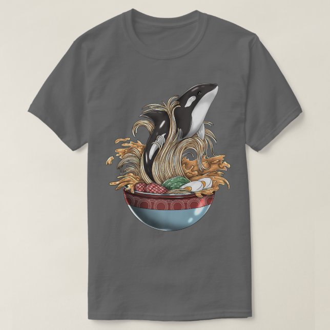 Killer Whale Orca Ramen Noodle Japanese Harajuku F T-Shirt (Design Front)