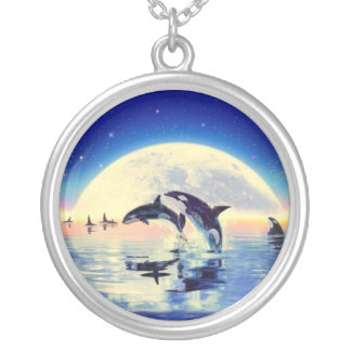 Killer Whale Orca Silver Plated Necklace