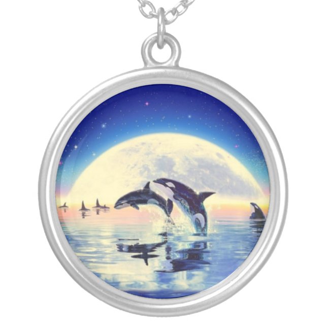 Killer Whale Orca Silver Plated Necklace (Front)