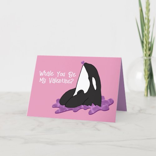 Killer whale orca valentines day thank you card