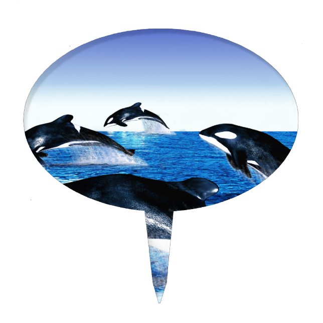 Killer Whale Pod Cake Topper (Front)