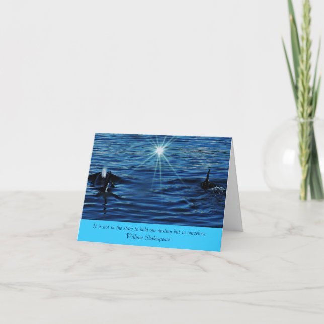 Killer Whale Starlight Sea inspirational greeting  Card (Front)