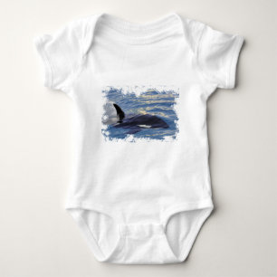 Killer whale swimming fast baby bodysuit