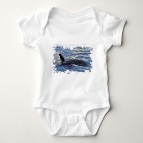 Killer whale swimming fast baby bodysuit