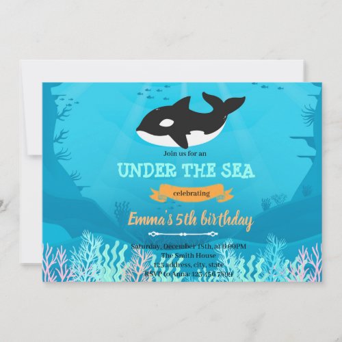 Killer whale under the sea invitation
