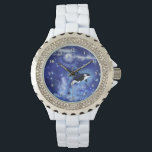 Killer Whale Watch<br><div class="desc">Killer Whale on Blue Full Moon Night Watches - MIGNED Painting</div>