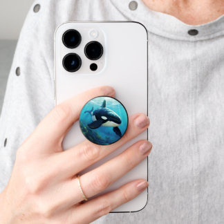 Killer Whale Watercolor Phone Pop Socket
