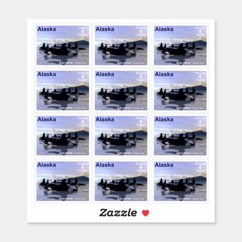 Killer Whales _ Alaska Postage Sticker