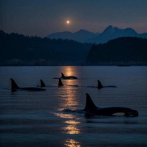 Killer Whales at Night _ Orca Jigsaw Puzzle