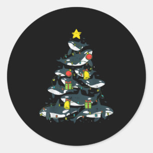 Killer Whales Christmas Tree Xmas Orca Women Men B Classic Round Sticker