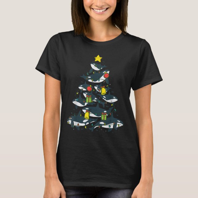 Killer Whales Christmas Tree Xmas Orca Women Men B T-Shirt (Front)