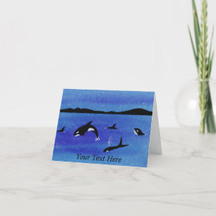 Killer Whales Letterpress Thank You Card