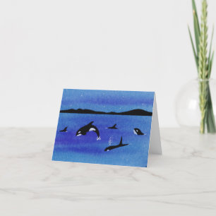 Killer Whales Letterpress Thank You Card