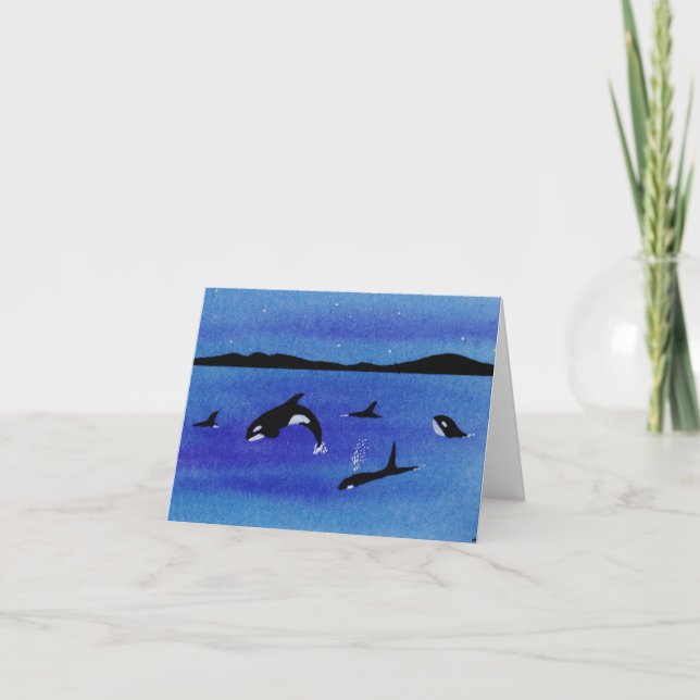Killer Whales Letterpress Thank You Card (Front)