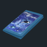 Killer Whales on Blue Full Moon Trifold Wallet<br><div class="desc">Killer Whales on Blue Full Moon Trifold Wallets - MIGNED Painting Design</div>