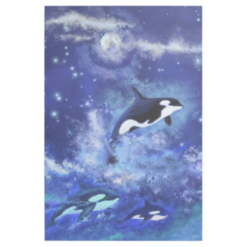 Killer Whales on Full Moon _ Art Drawing