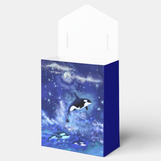 Killer Whales on Full Moon - Art Drawing Favor Boxes (Opened)