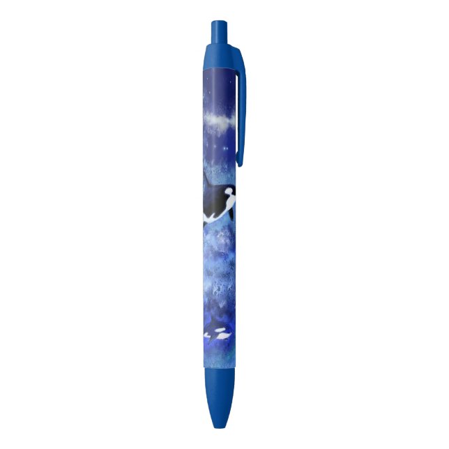 Killer Whales on Full Moon - Art Drawing Pen (Bottom (Vertical))