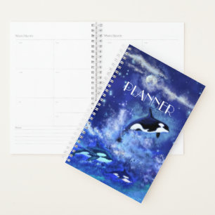 Killer Whales on Full Moon - Art Drawing Planner