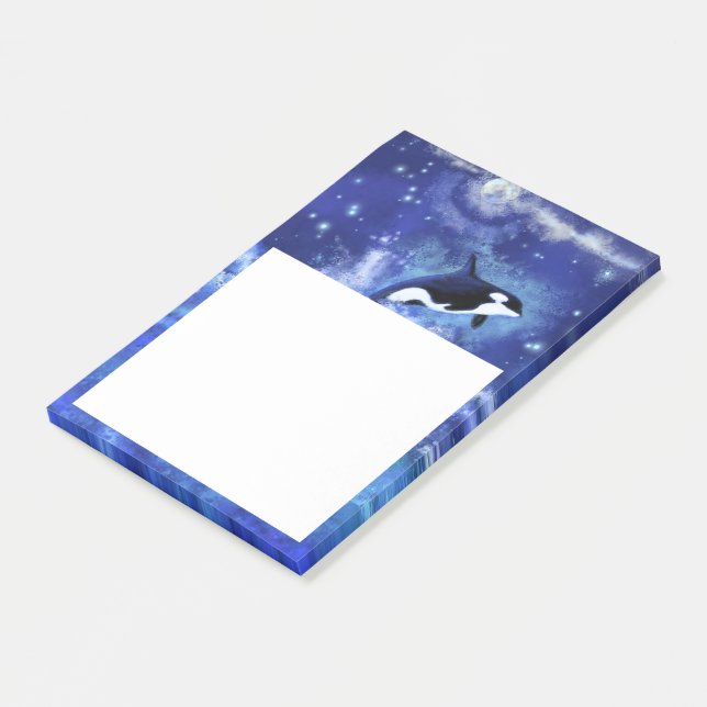 Killer Whales on Full Moon - Art Drawing - Post-it Notes (Angled)