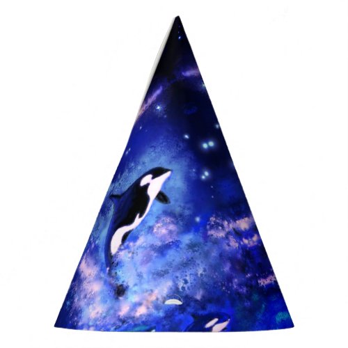 Killer Whales on Full Moon Party Hat _ Painting