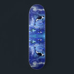 Killer Whales on Full Moon Skateboard - Blue<br><div class="desc">Killer Whales on Full Moon</div>